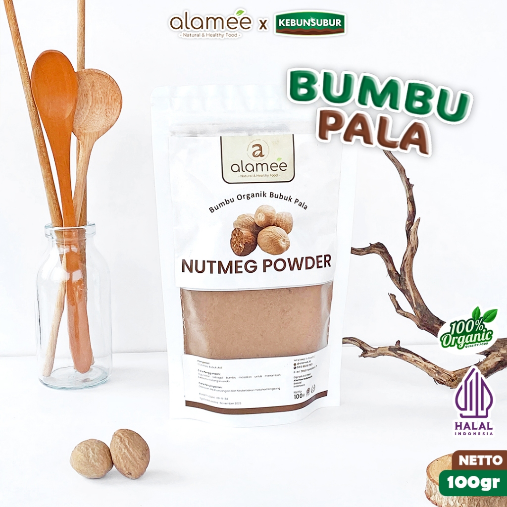 

ALAMEE Bubuk Pala Bumbu Dapur Nutmeg Powder Rempah Murni Asli Seasoning Organik 100 Gram kebunsubur