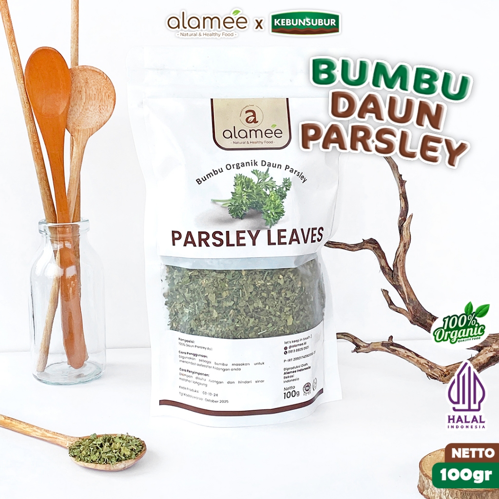 

ALAMEE Parsley Flakes Dried Persley Daun Peterseli Kering Leaves Bumbu Dapur Garnish 100 Gram kebunsubur Kebunsubur
