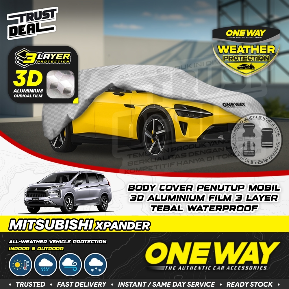Body Cover Mobil 3 Layer XPANDER Aluminium Film ONEWAY Tebal Waterproof