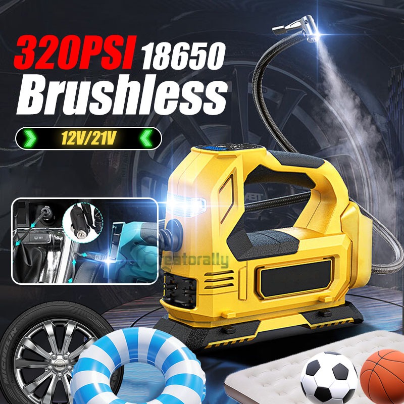 CREATORALLY Pompa ban motor electric mini Pompa ban mobil elektrik portable Pompa ban elektrik