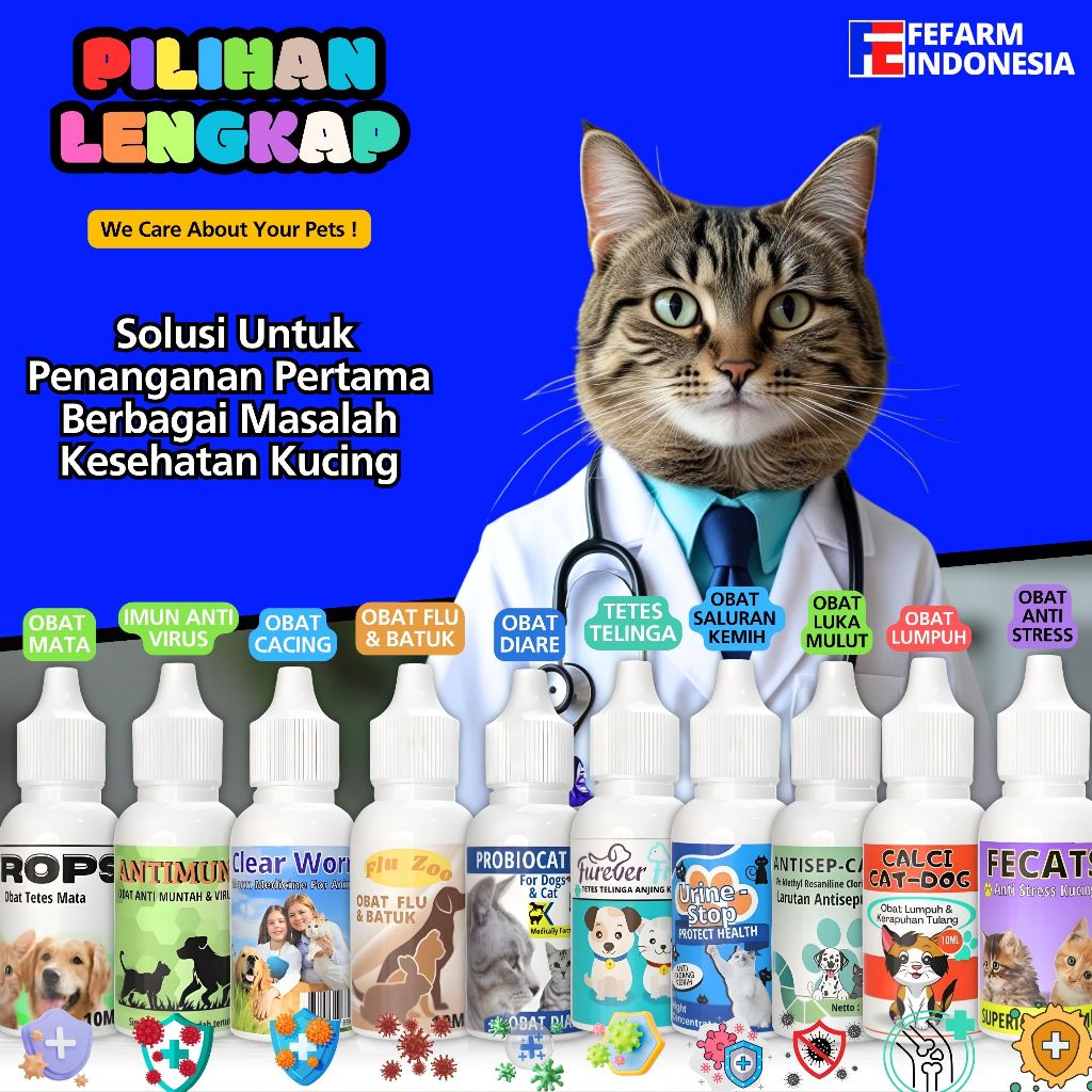 Obat Kucing Pilihan Lengkap Atasi Cacing Mata Telinga Flu Batuk Diare Panas Sembelit Tulang Anti Mun