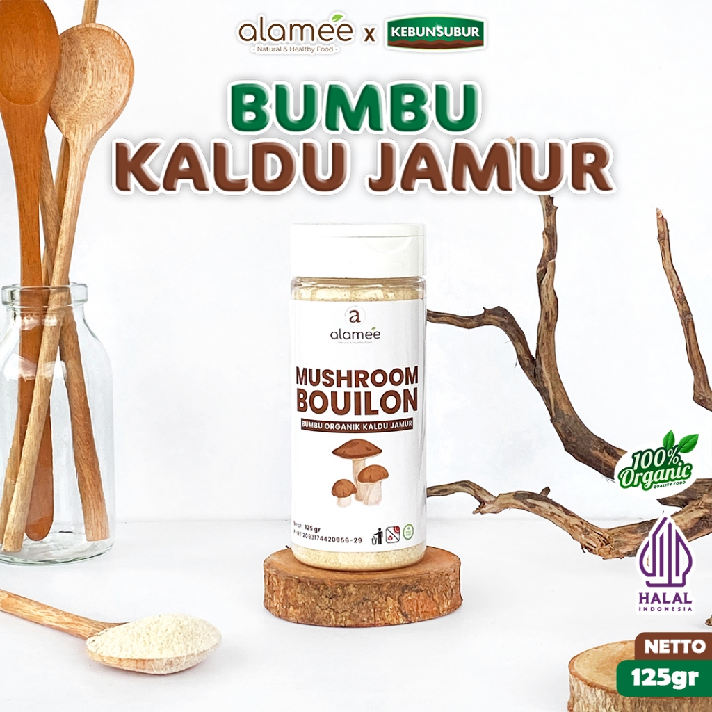 

ALAMEE Kaldu Jamur NON MSG Mushroom Powder Bubuk Bumbu Dapur Spice Tabur Seasoning 125gr Kebunsubur kebunsubur kebunsubur kebunsubur