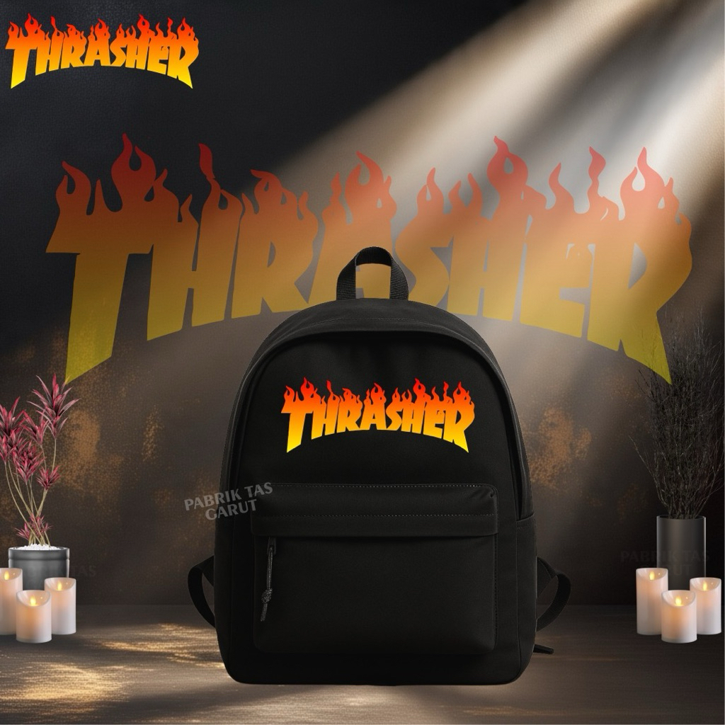 Tas hitam untuk sekolah Thrasher Orange