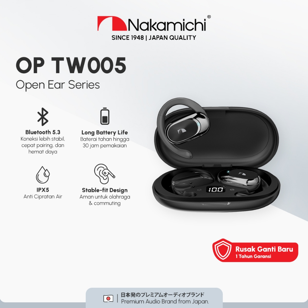 Nakamichi OP TW005 Open Ear Hook True Wireless Bluetooth Earphone TWS