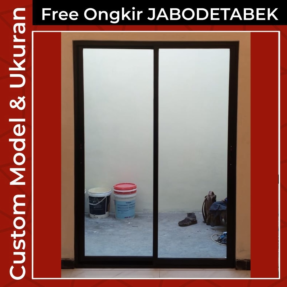 PINTU SLIDING ALUMINIUM 2 DAUN UK 140X200 PENGERJAAN RAPIH