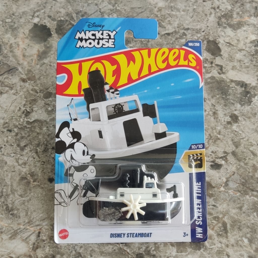 Hot Wheels Seri Mickey Mouse Disney Steamboat Hitam-Putih - HW SCREEN TIME