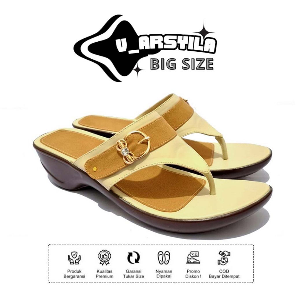 Sandal Wanita Jepit Hak 3cm ARSYILA 2.2 Sendal Wedges Pesta Kondangan Ibu Ibu Import