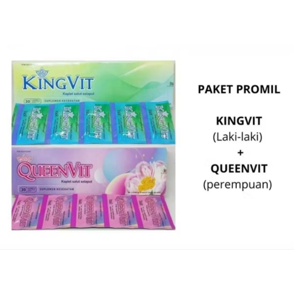 Paket Promil (1 strip KingVit dan 1 strip QueenVit) Suplemen Kesehatan