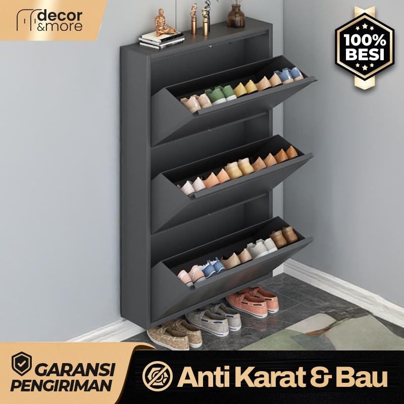 Rak sepatu Besi 4 Susun Gray Kuat tebal Lemari Sepatu Aluminium Lemari Sepatu Besi Rak Sepatu Susun