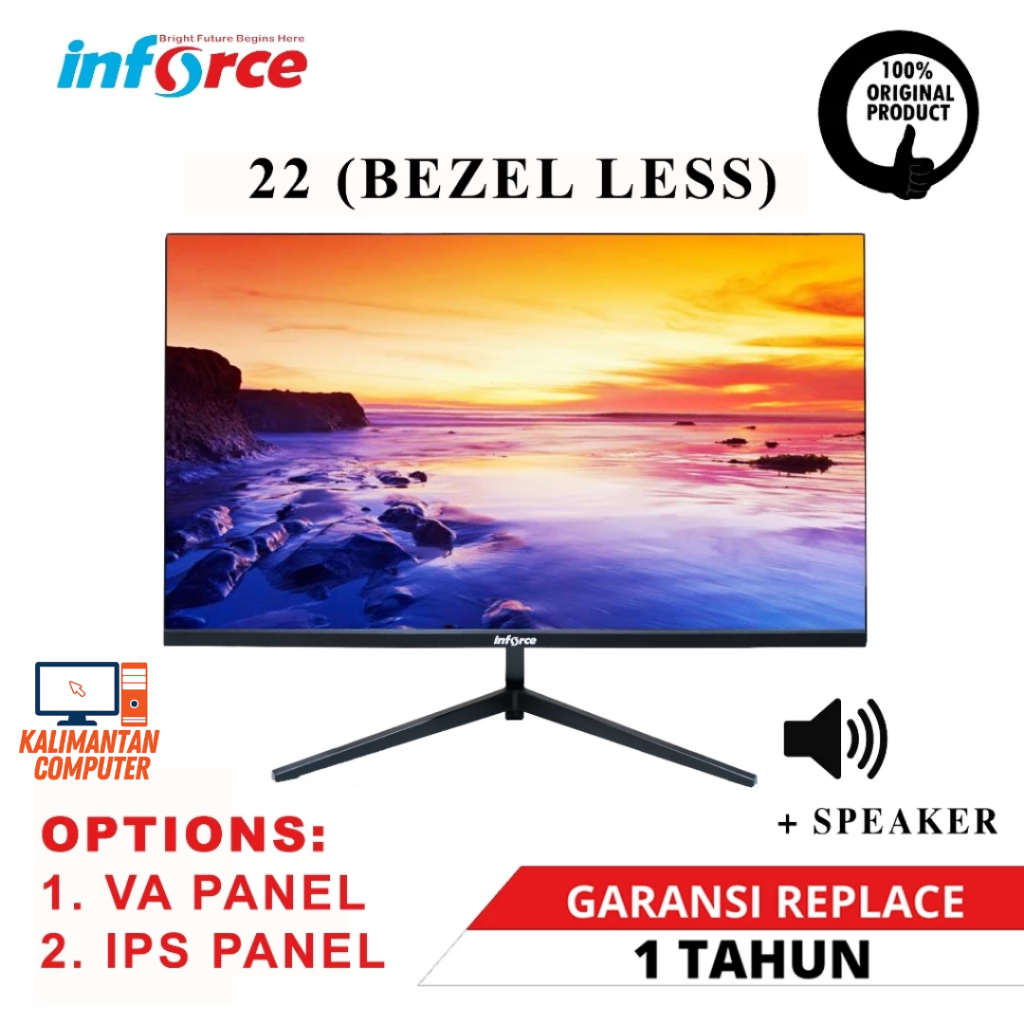 MONITOR Inforce 22 Inch Bezelless Monitor with VGA, HDMI, and Speaker - 22LS (IPS) 22LV (VA)