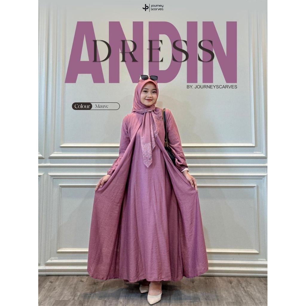 Gamis✔️ANDIN DRESS BY JOURNEY, gamis polos gamis simple, gamis elegan