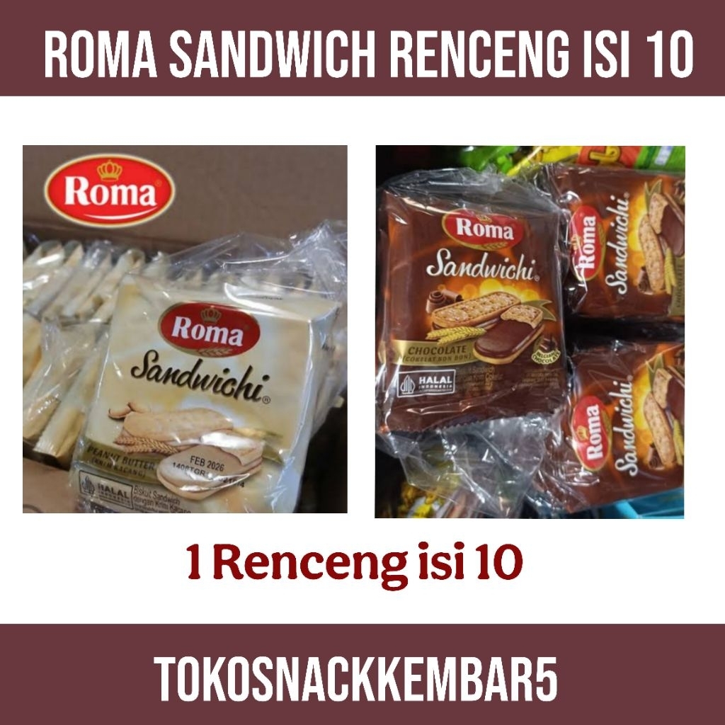 

Roma Sandwich Cokelat dan Kacang Renceng isi 10
