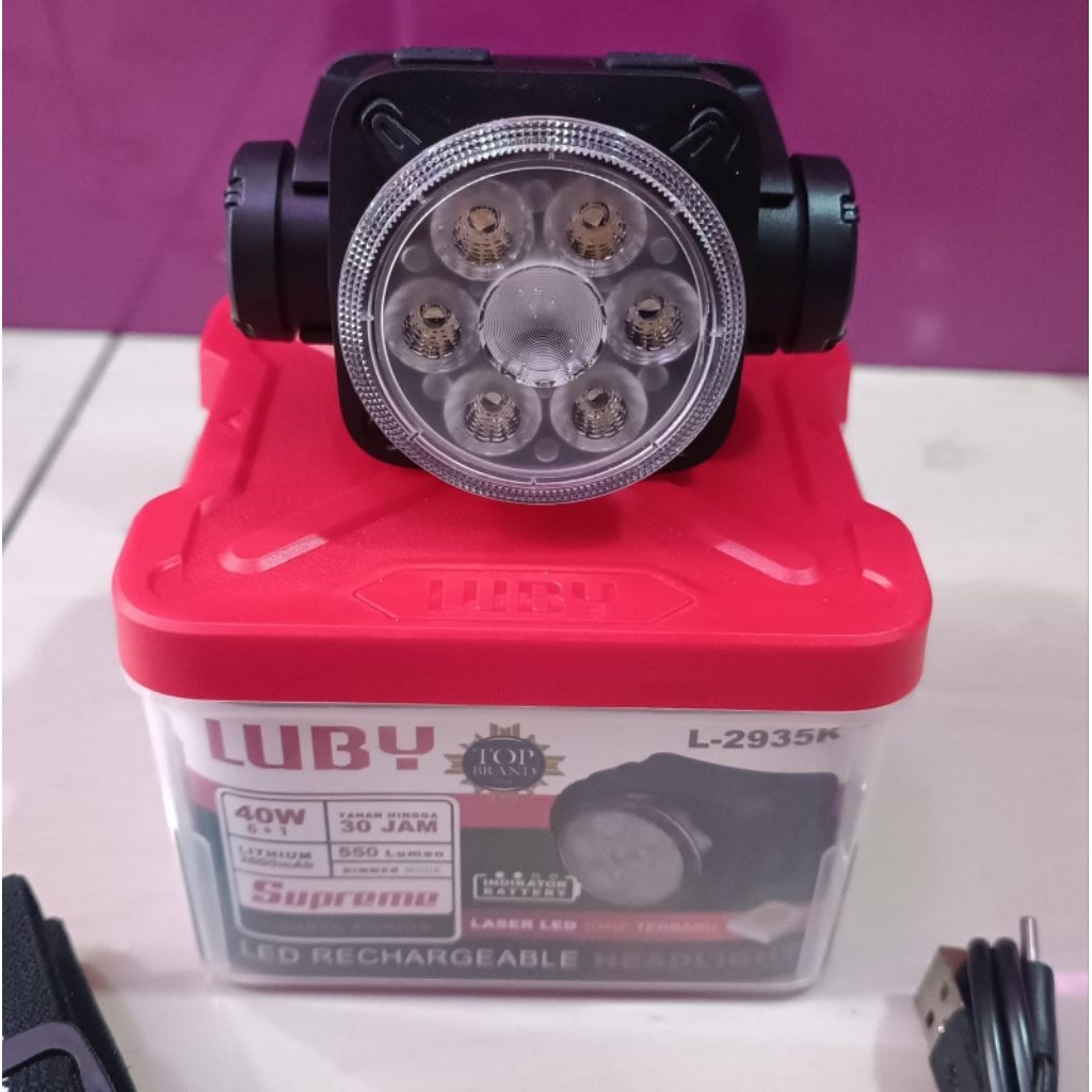 Senter kepala luby L 2935K cahaya kuning 40W / senter kepala luby bagus