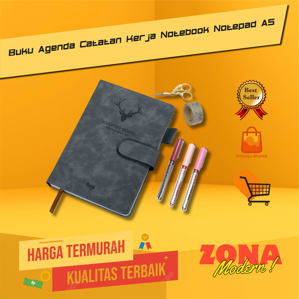 

Buku Agenda Catatan Kerja Notebook Notepad A5 - Black Logo Rusa