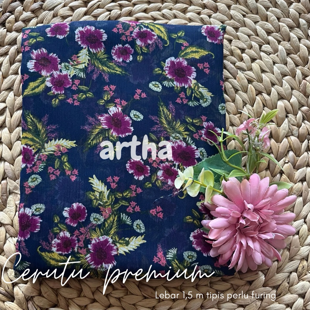 kain ceruty yoryu motif bunga bahan gamis motif bunga