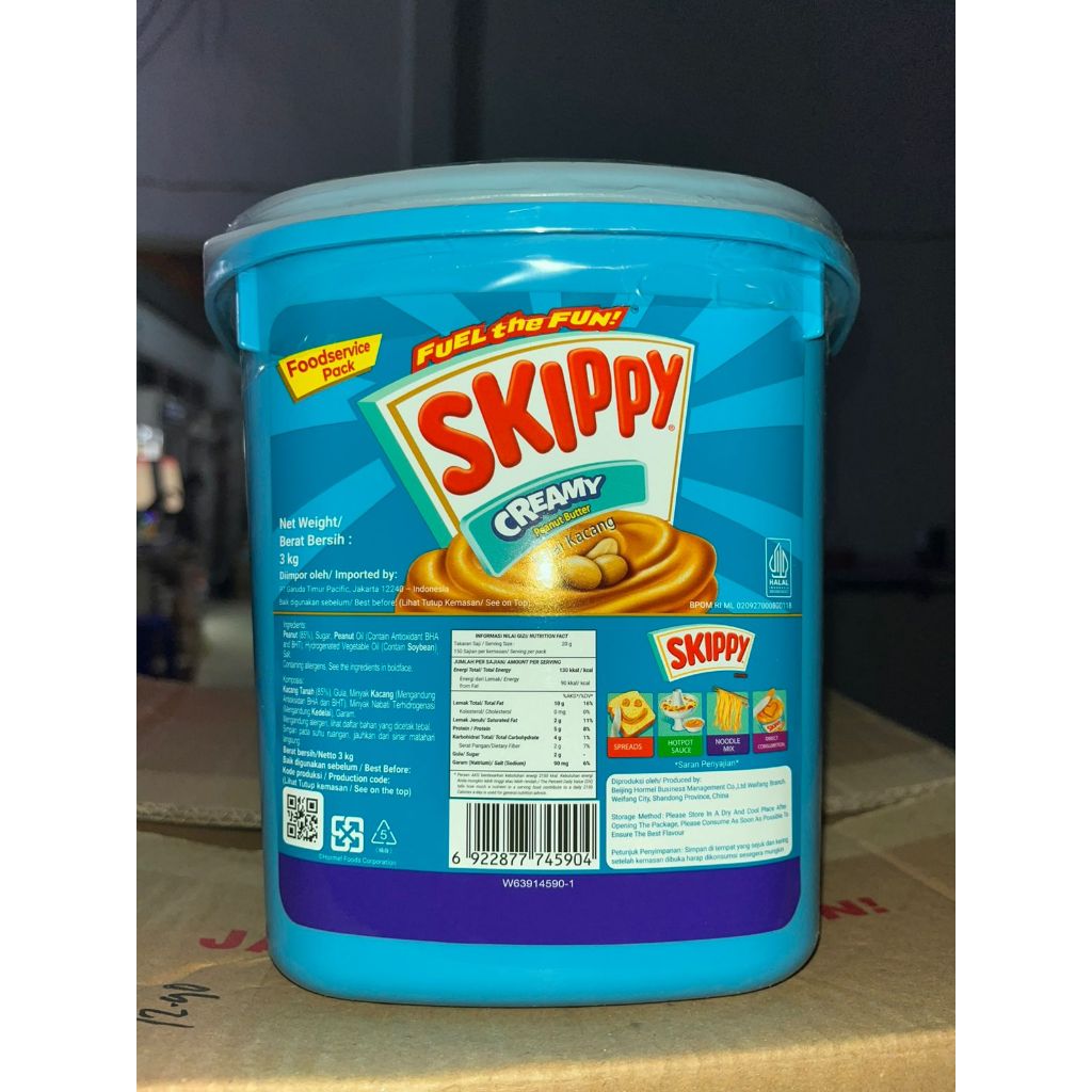 

Skippy Creamy Peanut Butter / Selai Kacang Skippy - 3 Kg