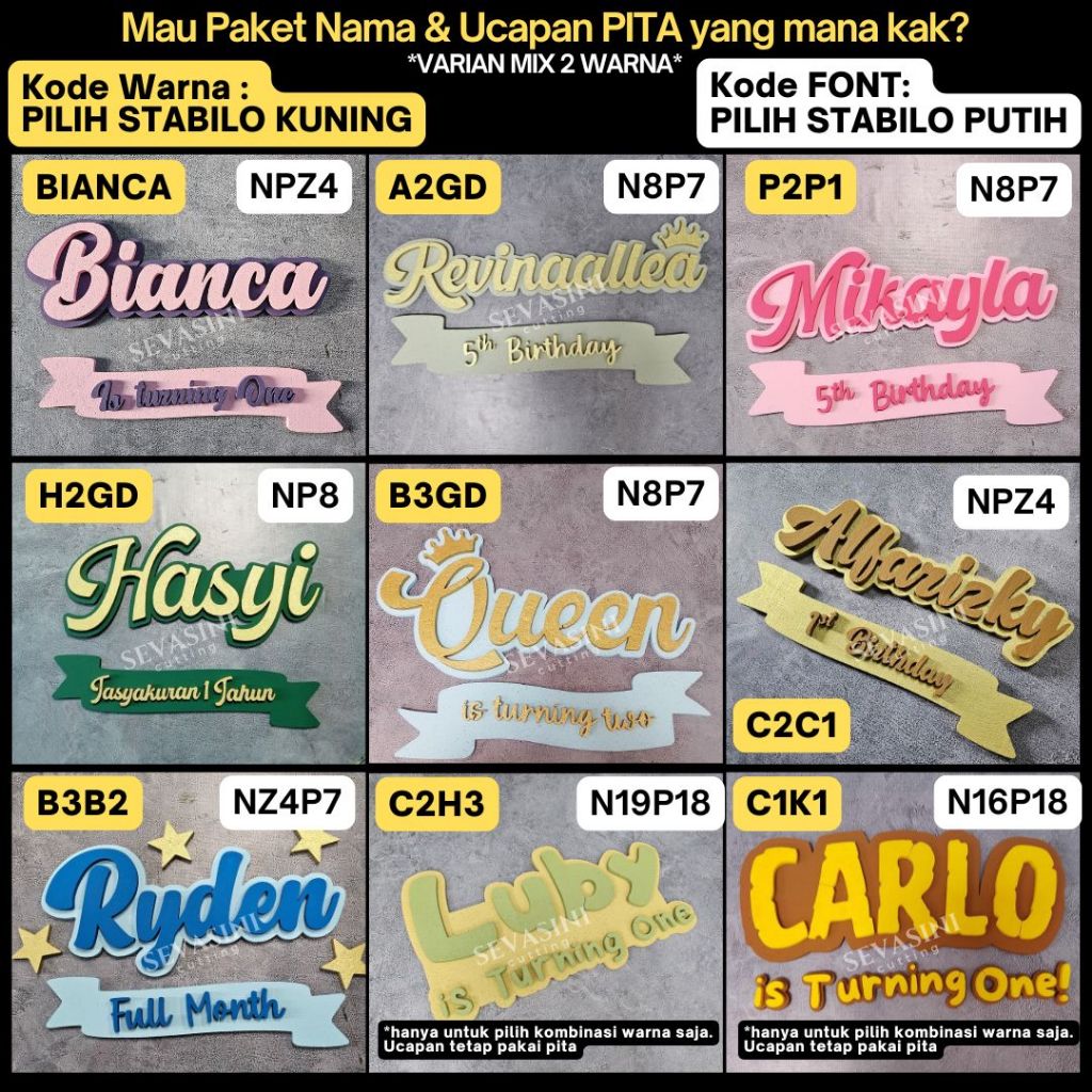 (1 HARI KIRIM) paket Nama & Ucapan Styrofoam untuk acara - tulisan apa aja bisa-Custom Font