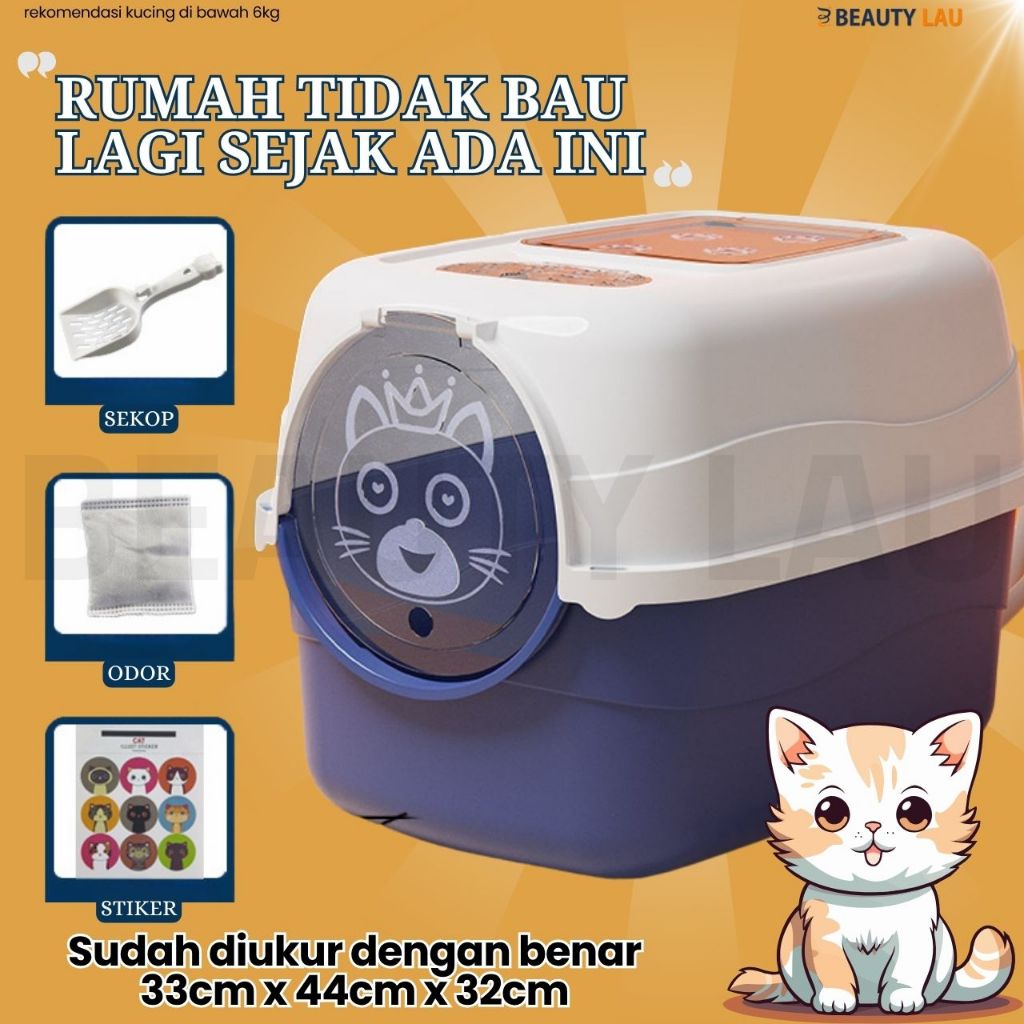 CAT LITTER BOX KUCING TERTUTUP JUMBO TEMPAT PUP POOP KUCING LITER BOX BAK PASIR KUCING JUMBO