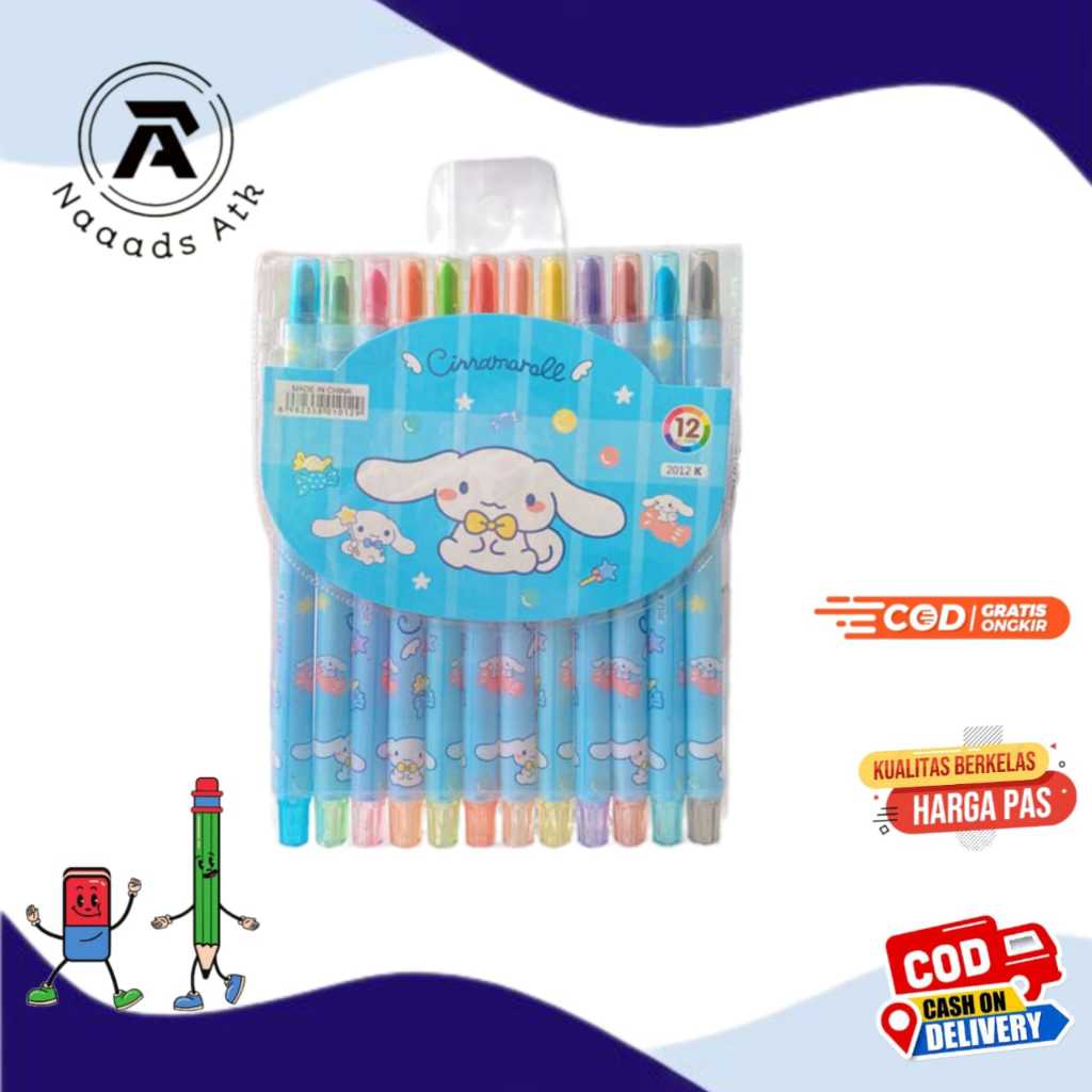

Alat Lukis Crayon Stik Isi 12pcs Crayon Putar Pensil Warna Set Mainan Melukis Anak Kualitas Baik