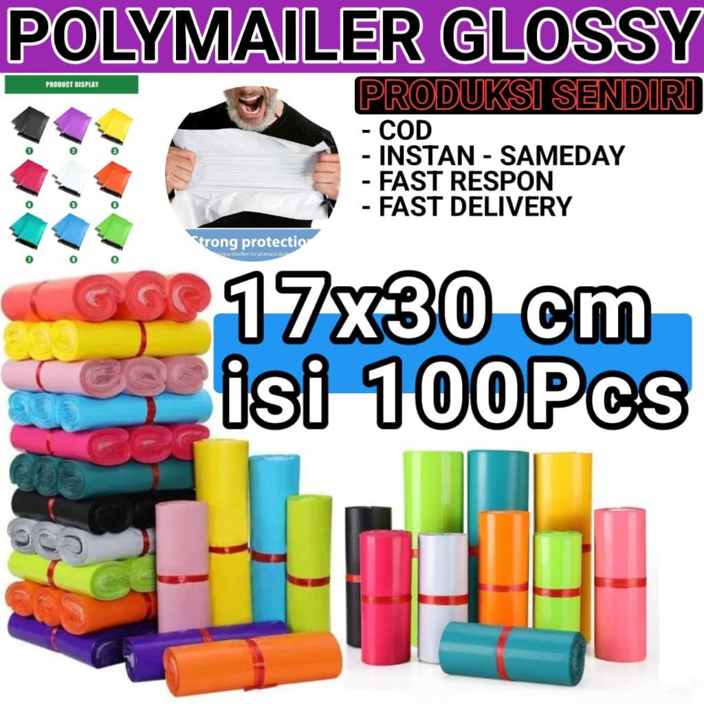 

Polymailer Plastik Packing LDPE 17x30cm Olshop Kantong Lem Tebal Termurah Grosir - 100Lembar