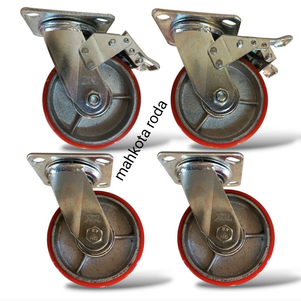 RODA TROLI PU HEAVY DUTY 5 INCH - 1SET( 2REM+2HIDUP )
