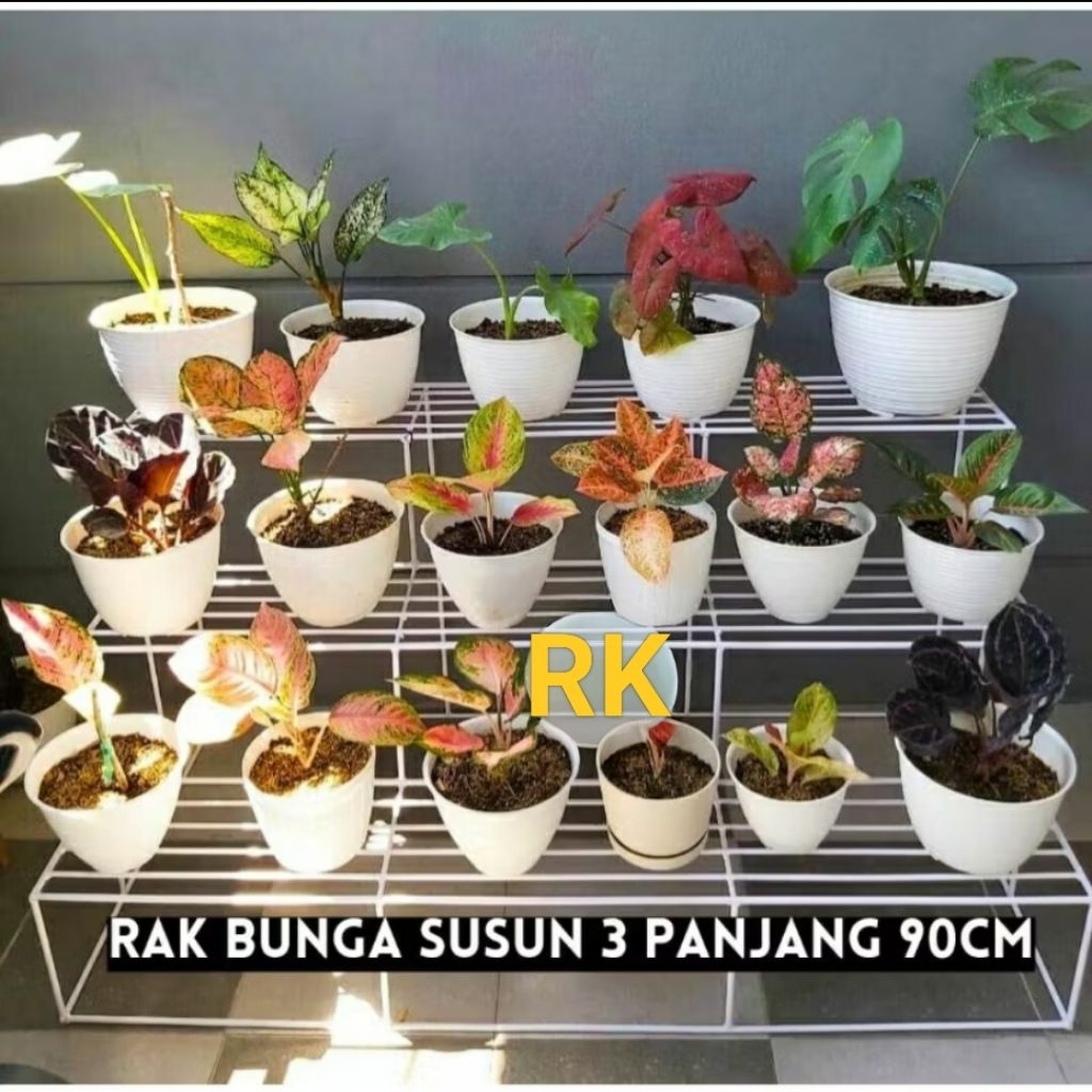 Rak Bunga Susun Panjang 1 Meter / Rak Pot Bunga Susun Besi / Standing Pot Besi