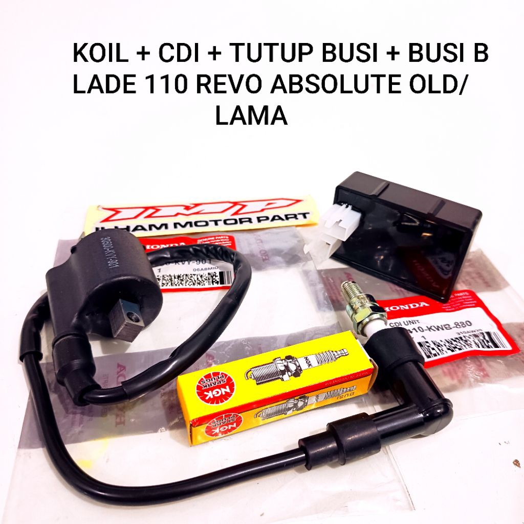 KOIL + CDI + TUTUP BUSI + BUSI BLADE 110 REVO ABSOLUTE OLD/LAMA
