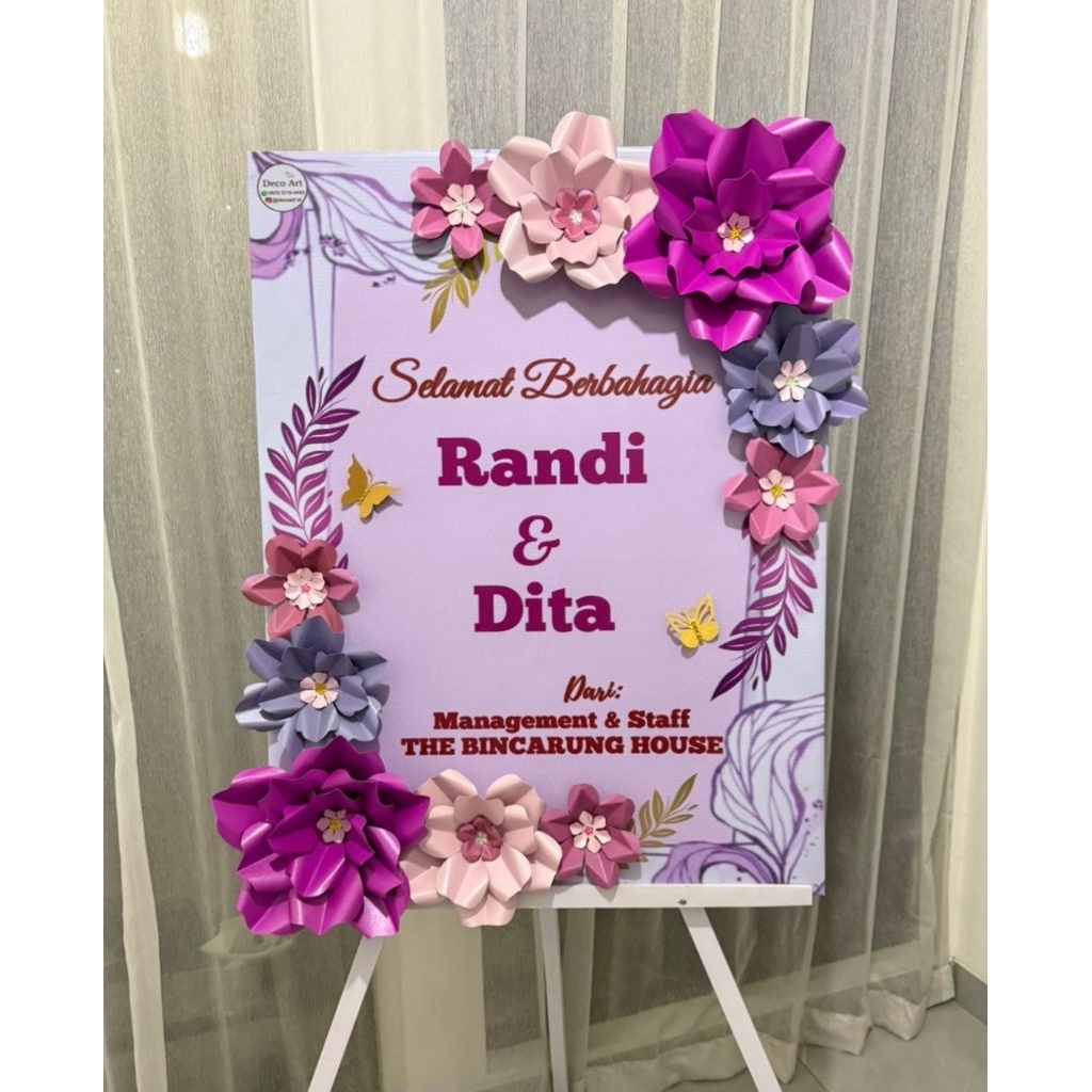 Papan Bunga Kertas Custom untuk Ucapan Selamat Wedding, Wisuda, Ulang Tahun, Anniversary, dan Acara 