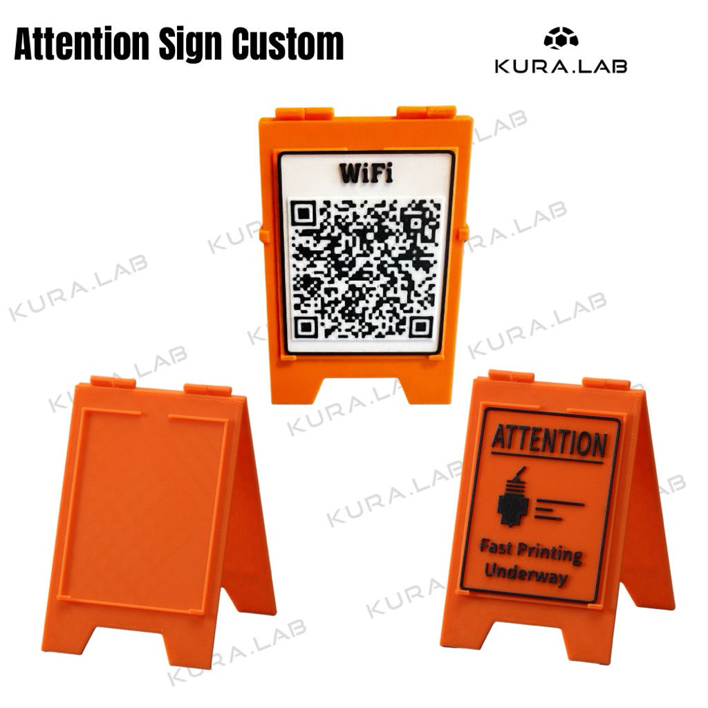 Attention Sign Custom – Nama, Harga, QR Menu, WiFi, Custom Tulisan Mini Sign Meja - [KURA.LAB]