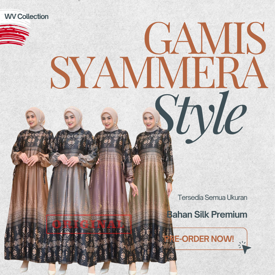 Dress SYAMEERA Silk Premium – Gamis Muslimah Terbaru Motif Bunga | Gamis Kondangan Elegan | Gamis Le
