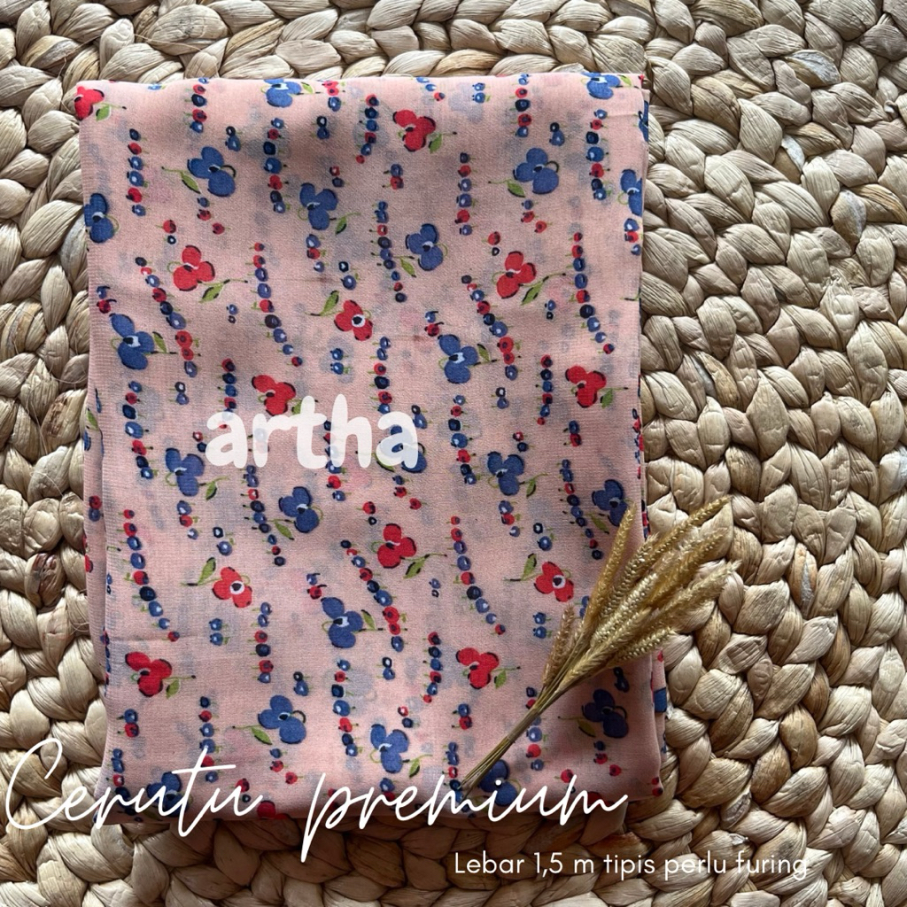 bahan gamis ceruty premium motif bunga kain ceruti premium motif
