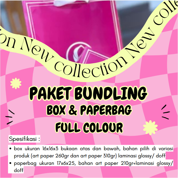 

Paket papebag dan box custom model bukaan atas bawah full colour