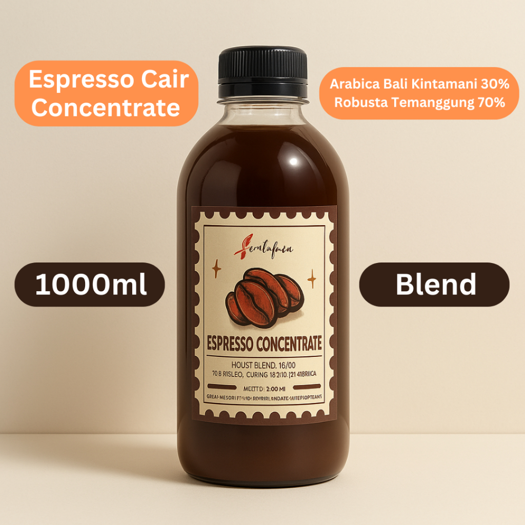 

Espresso Cair 1 Liter / Robusta 70% Arabika 30% Konsentrat Kopi