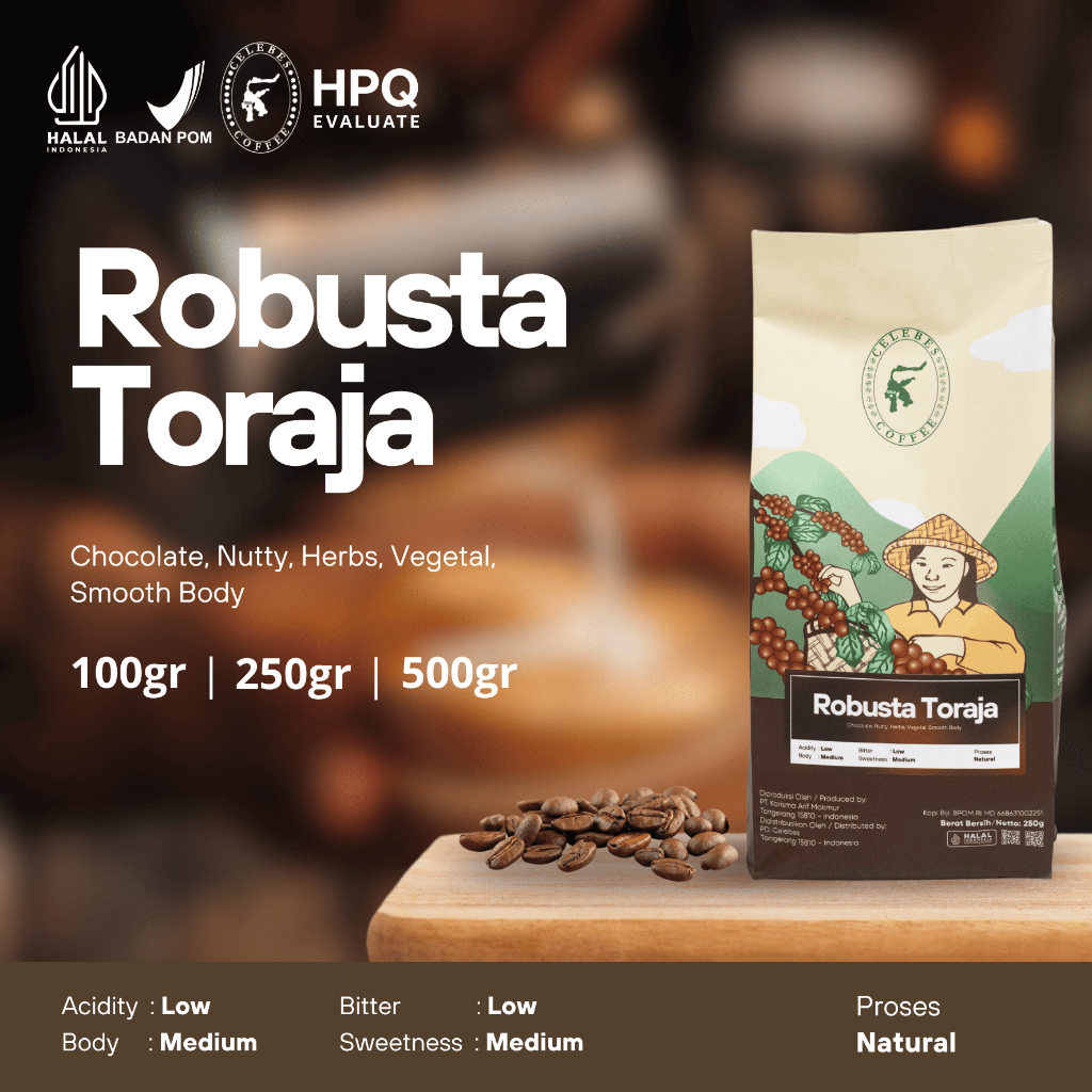 

CELEBES COFFEE - Kopi Robusta Toraja - 100gr / 250gr / 500gr - Biji / Bean / Bubuk