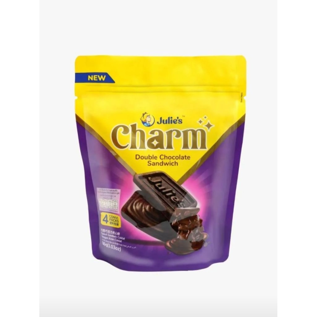 

Julie's Charm Double Choco Sandwich 86 Gr (Isi 4 x 21.5 Gr)