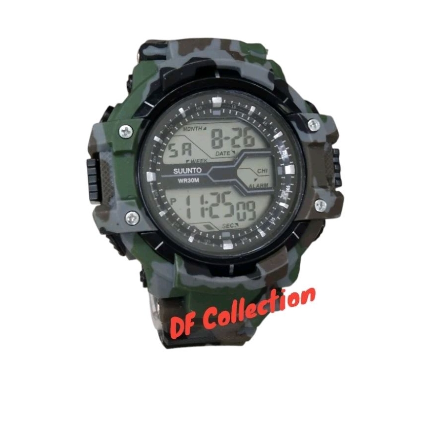 JAM TANGAN PRIA LORENG DIGITAL TALI KARET