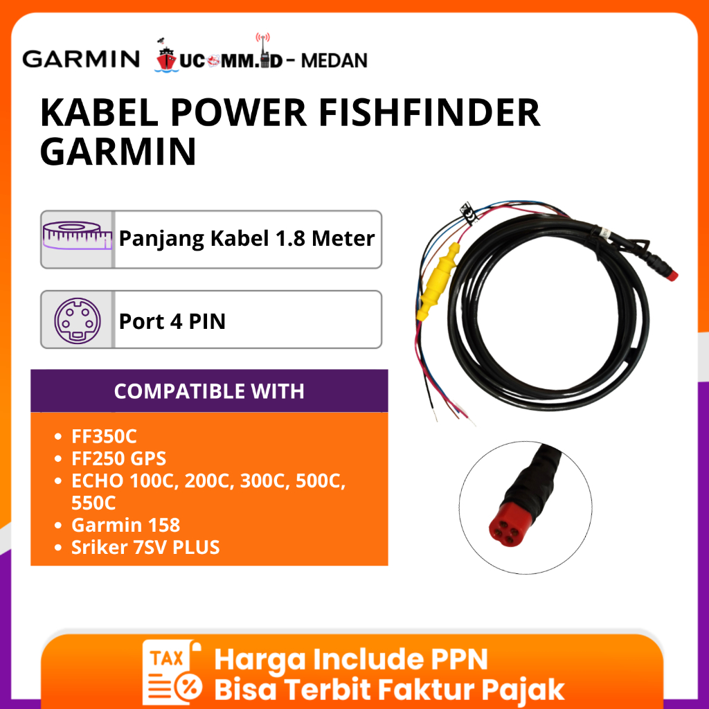 GARMIN Kabel Power Garmin 350C FF 350C FF250 FF 250 Fishfinder 350C 4 Pin Ori