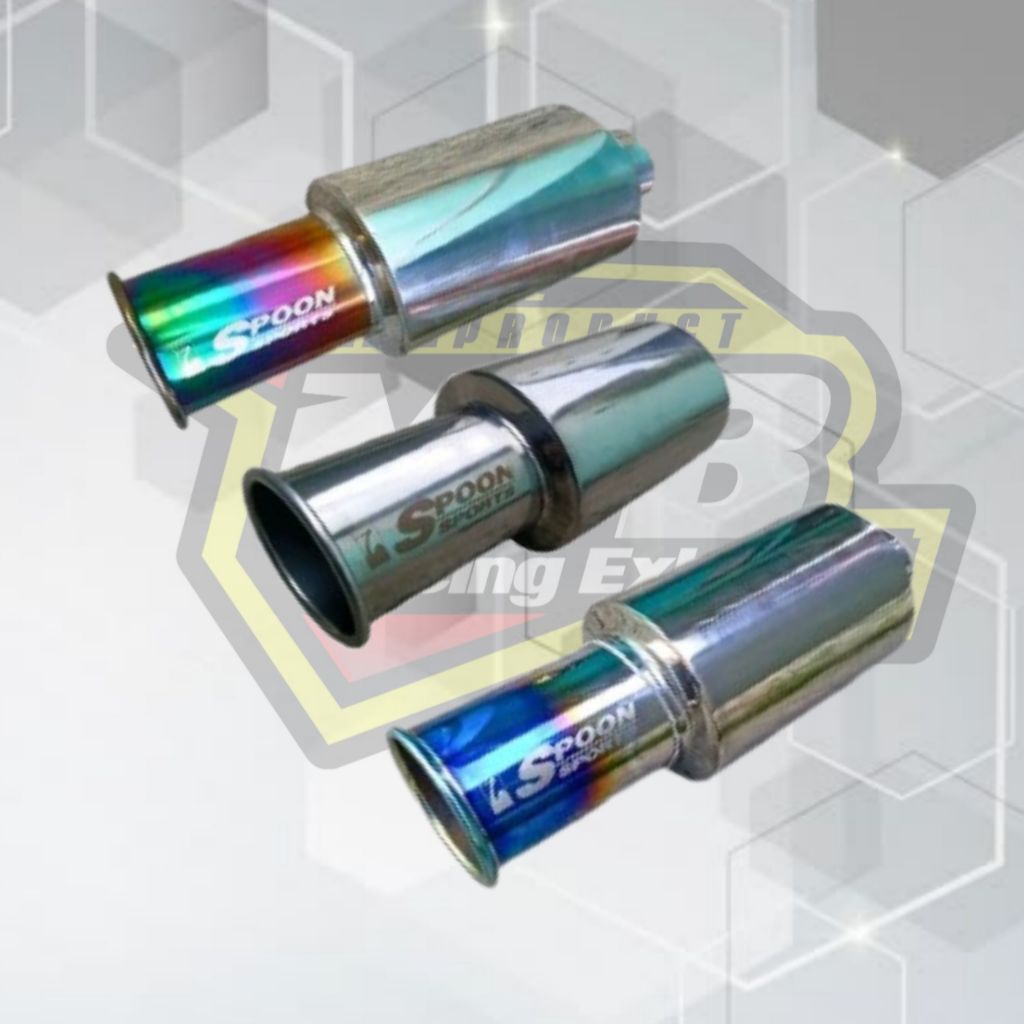 Knalpot Racing Mobil SPOON SPORTS ( FULL STAINLESS ) Suara Bass Adem Universal Mobil Bensin/Solar