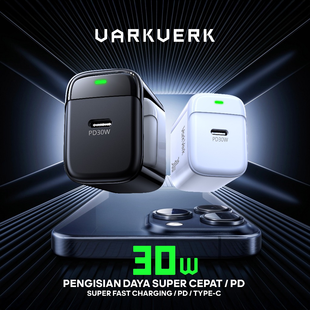 VarkVerk(TC-06) PENGISI DAYA SUPER CEPAT PD 30W Type C Charger / PD 30 Watt Super Fast Charging for 