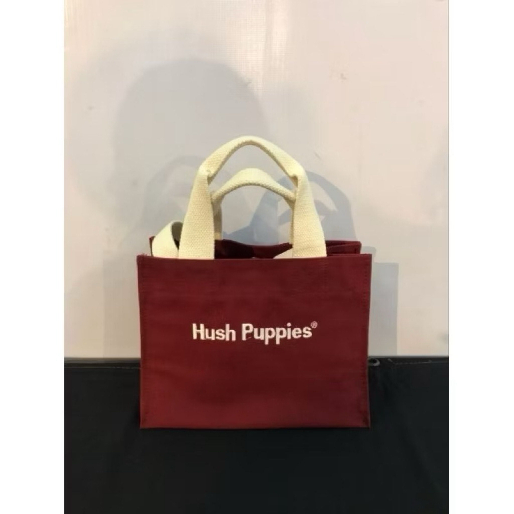 PRELOVE Tas Hush Puppies Totebag Kanvas Maroon Original
