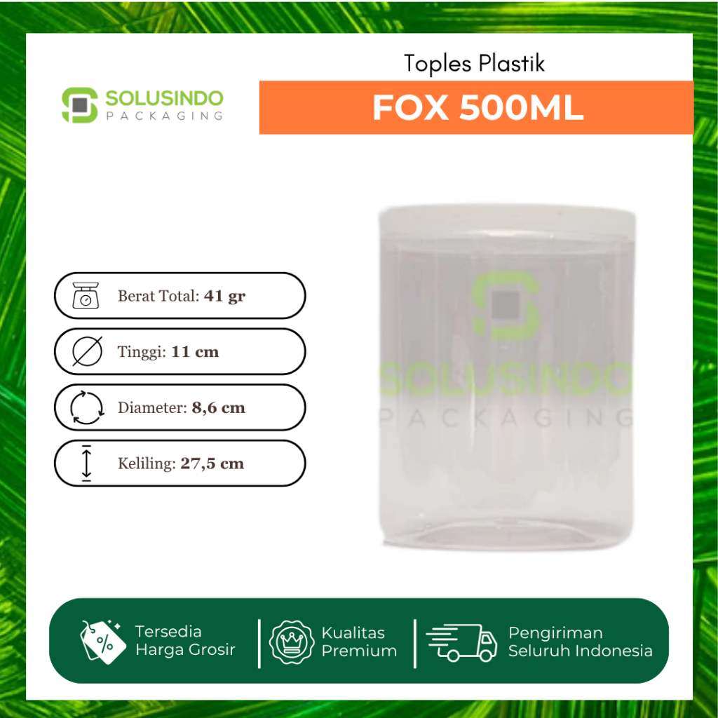 Toples Fox 500ml Plastik Jar 500 ml Snack Cookies