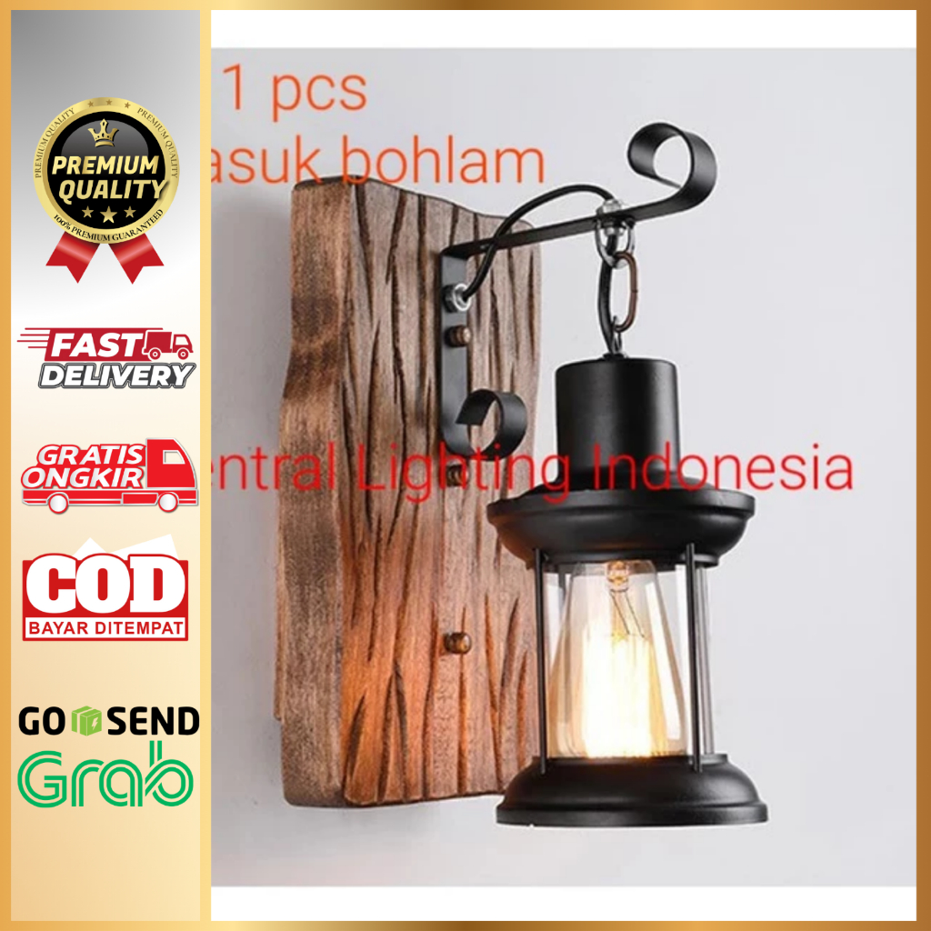 SL5026-1 LAMPU DINDING HIAS MINIMALIS RETRO VINTAGE INDUSTRIAL KAYU TERAS KAFE CAFE RESTORAN BAR DEK