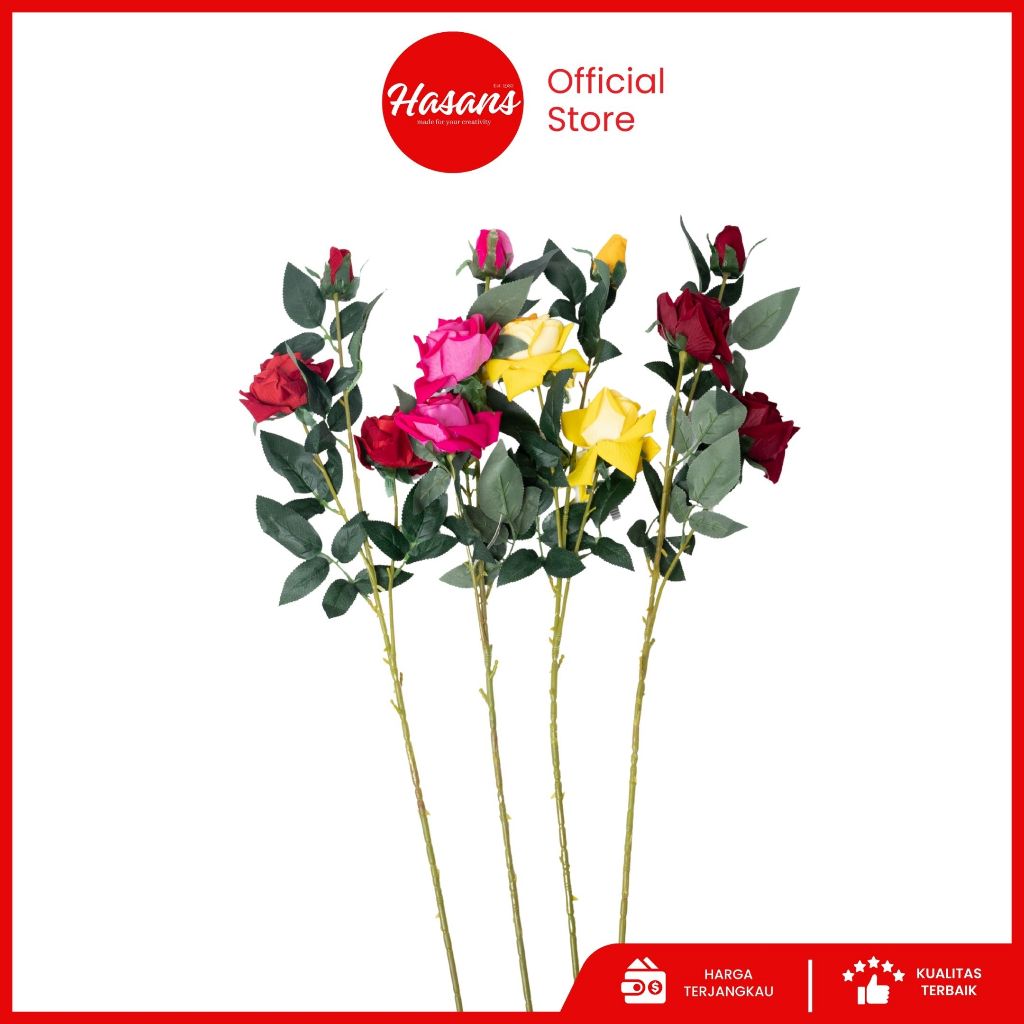 Bunga Mawar Latex Premium / Bunga Mawar Artificial / Bunga Mawar Palsu Plastik / Bunga Mawar 23