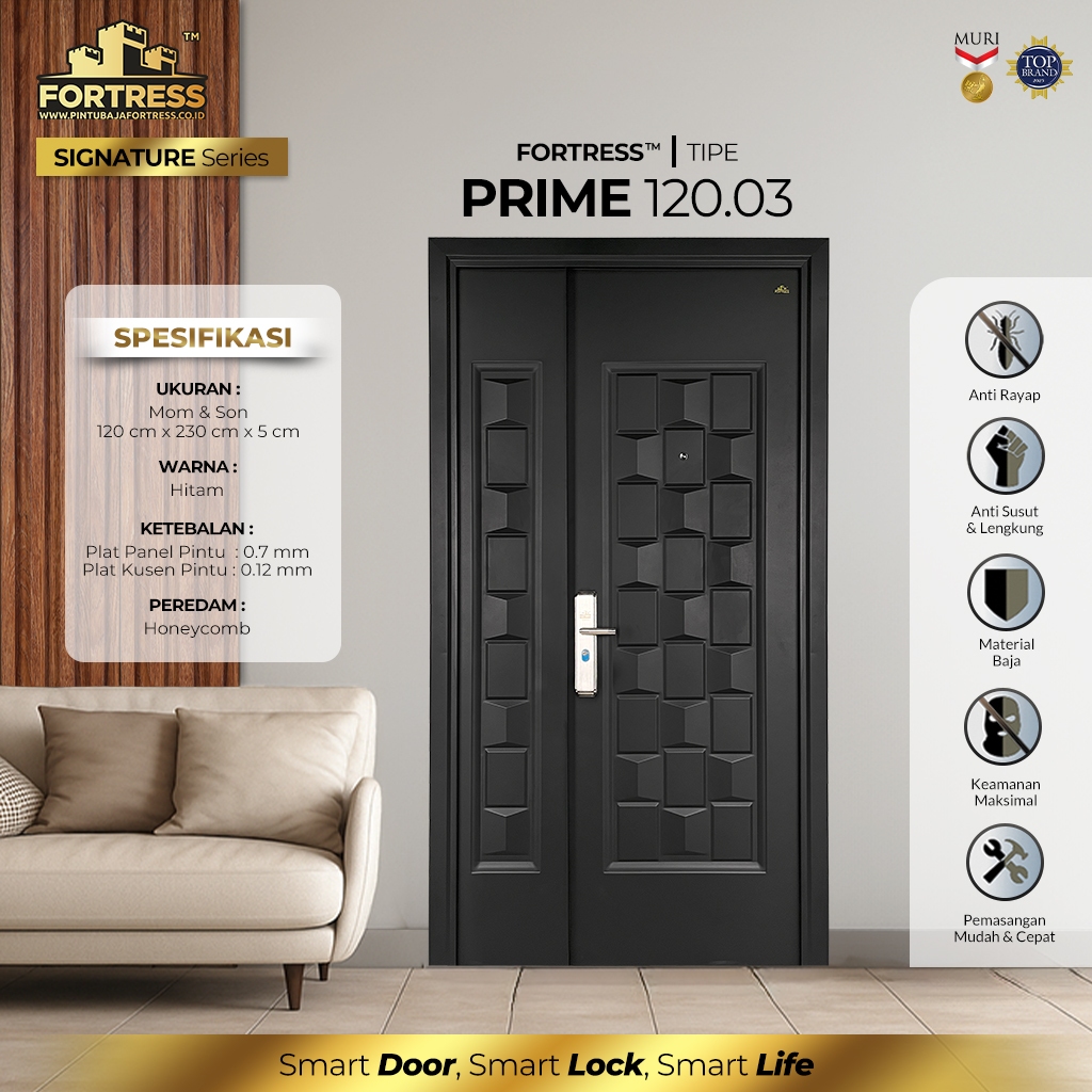 PINTU BAJA FORTRESS TYPE PRIME 120 BLACK SERIES PINTU RUMAH FULL SET