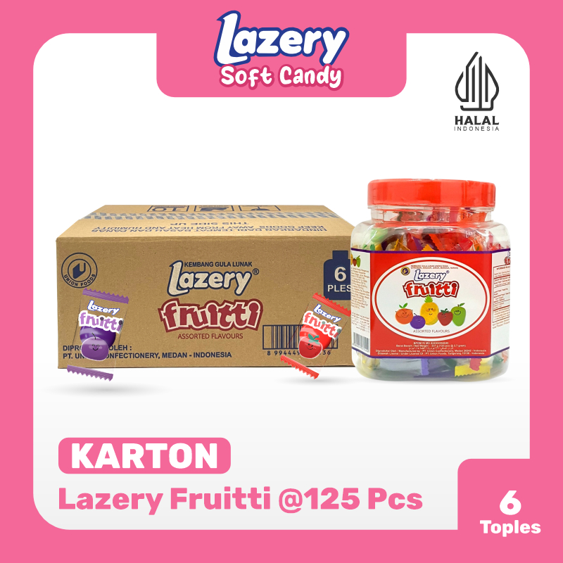 

1 Karton Permen Lazery Fruitti | 1 KARTON isi 6 Toples (1 Toples @ 125 PCS )