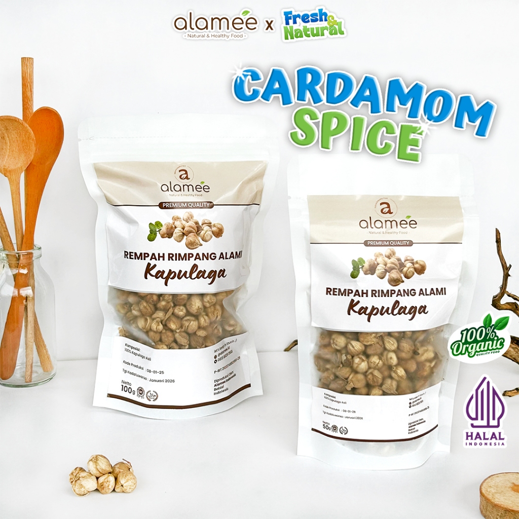 

ALAMEE Kapulaga Kering Lokal Cardamom Kapolaga Kapol Rempah Organik Bumbu Seasoning Masakan 100gr fresh and natural