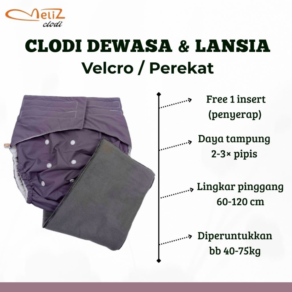 POPOK DEWASA, Clodi DEWASA Model Perekat/Velcro, POPOK CUCI ULANG DEWASA, CLODI LANSIA, PEMPERS DEWA