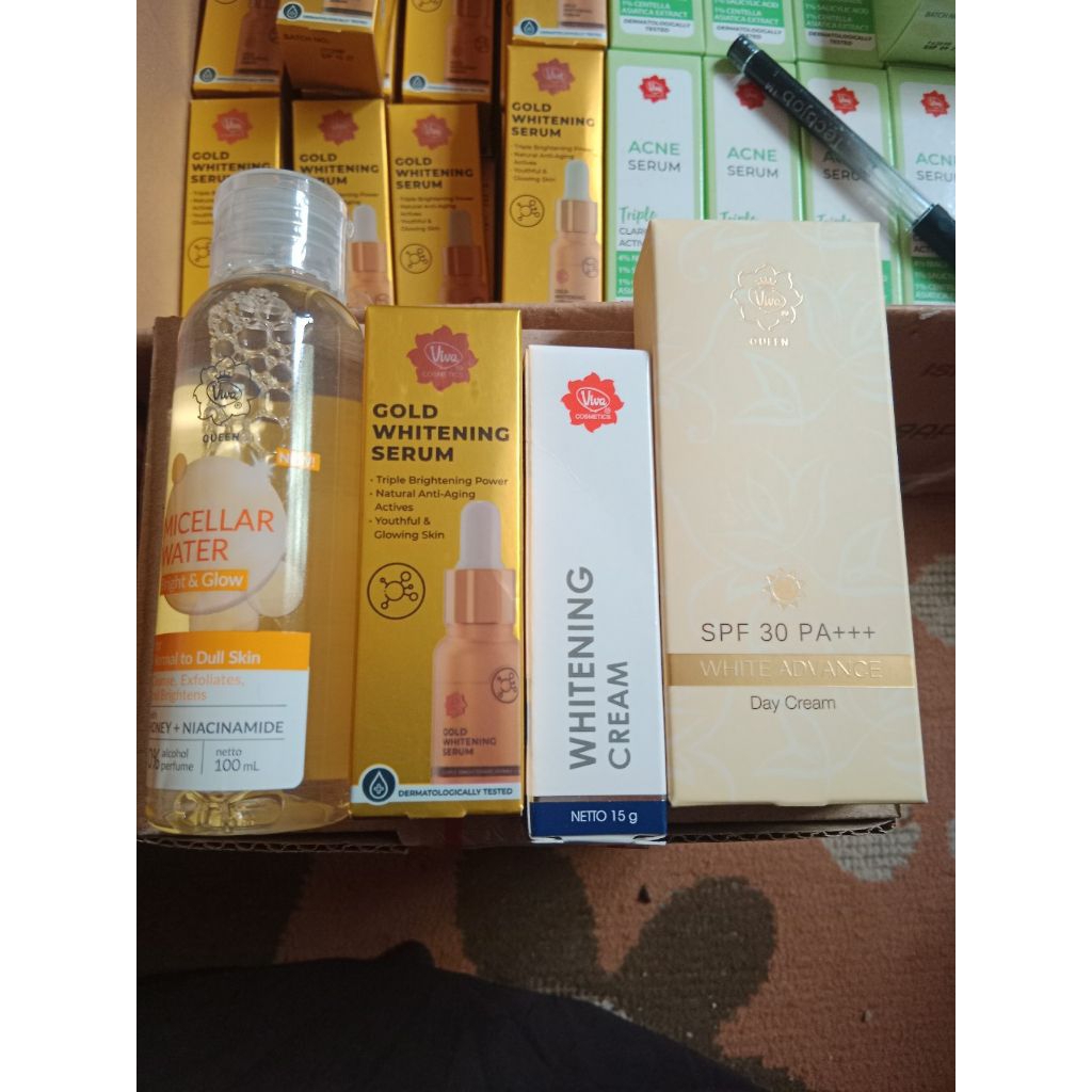 Viva Set Skincare Pagi Malam Suncream Spf Cream Siang Perawatan Wajah Flej Hitam Kusam