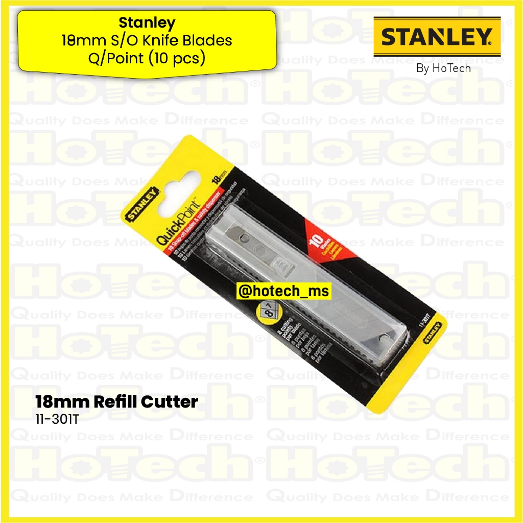 

Stanley Refill Knife Blade 18mm Quick Replace | 11-301T (10 pcs)