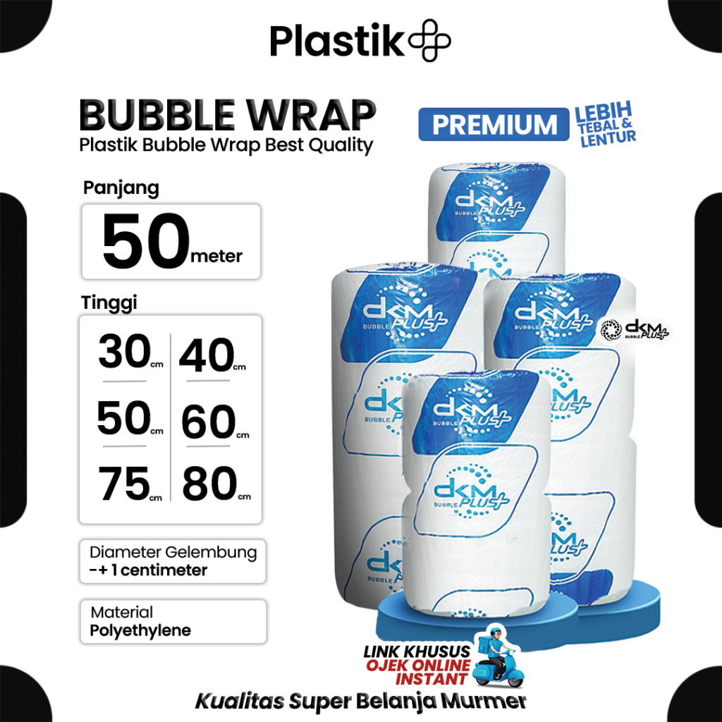

Plastik Gelembung Bubble Wrap DKM Plus Roll Premium Bening 50 meter / Plastik Bubble Packing Tebal